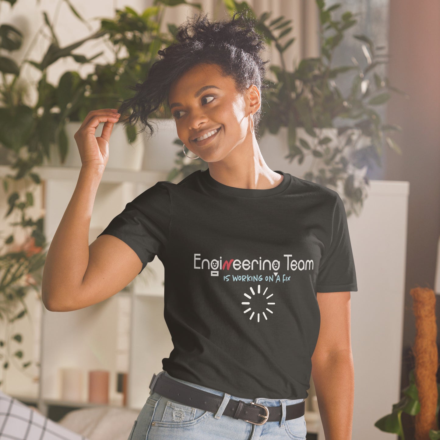 Engineering Team Working On A Fix Soft Style Short-Sleeve Unisex T-Shirt