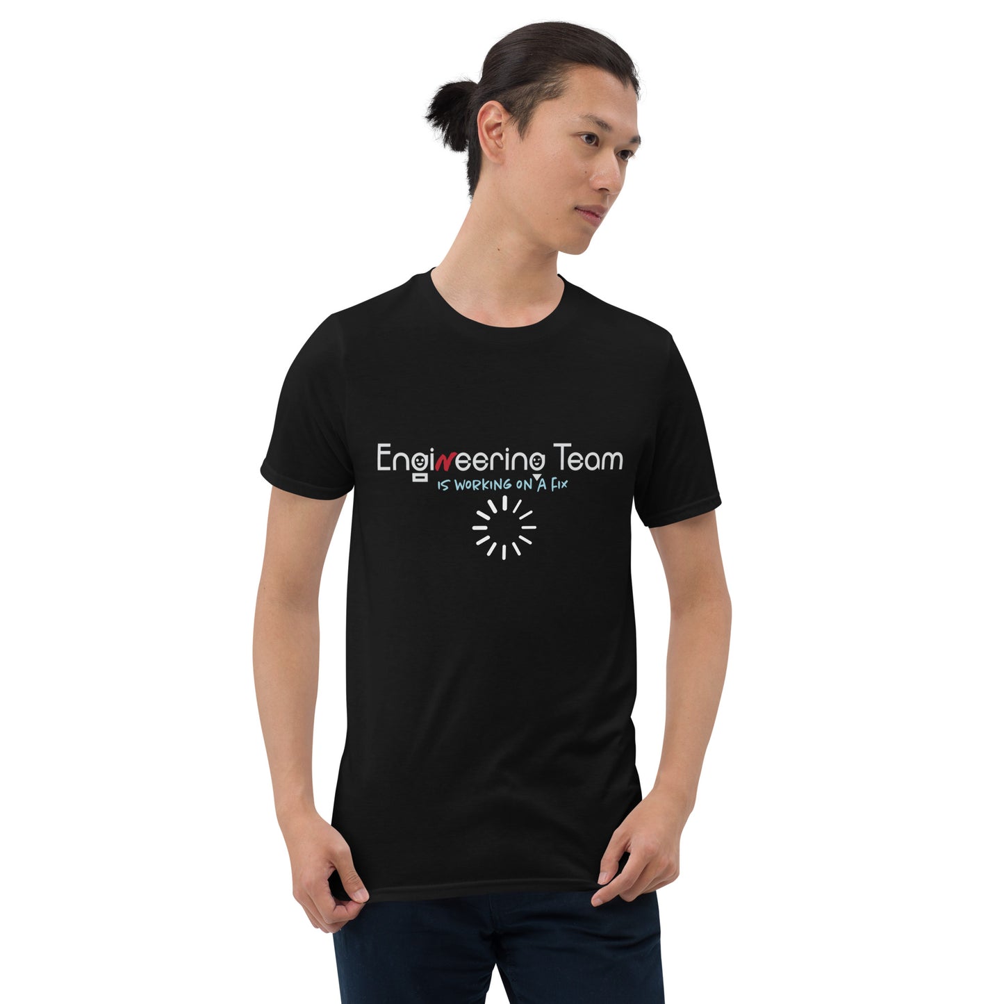 Engineering Team Working On A Fix Soft Style Short-Sleeve Unisex T-Shirt