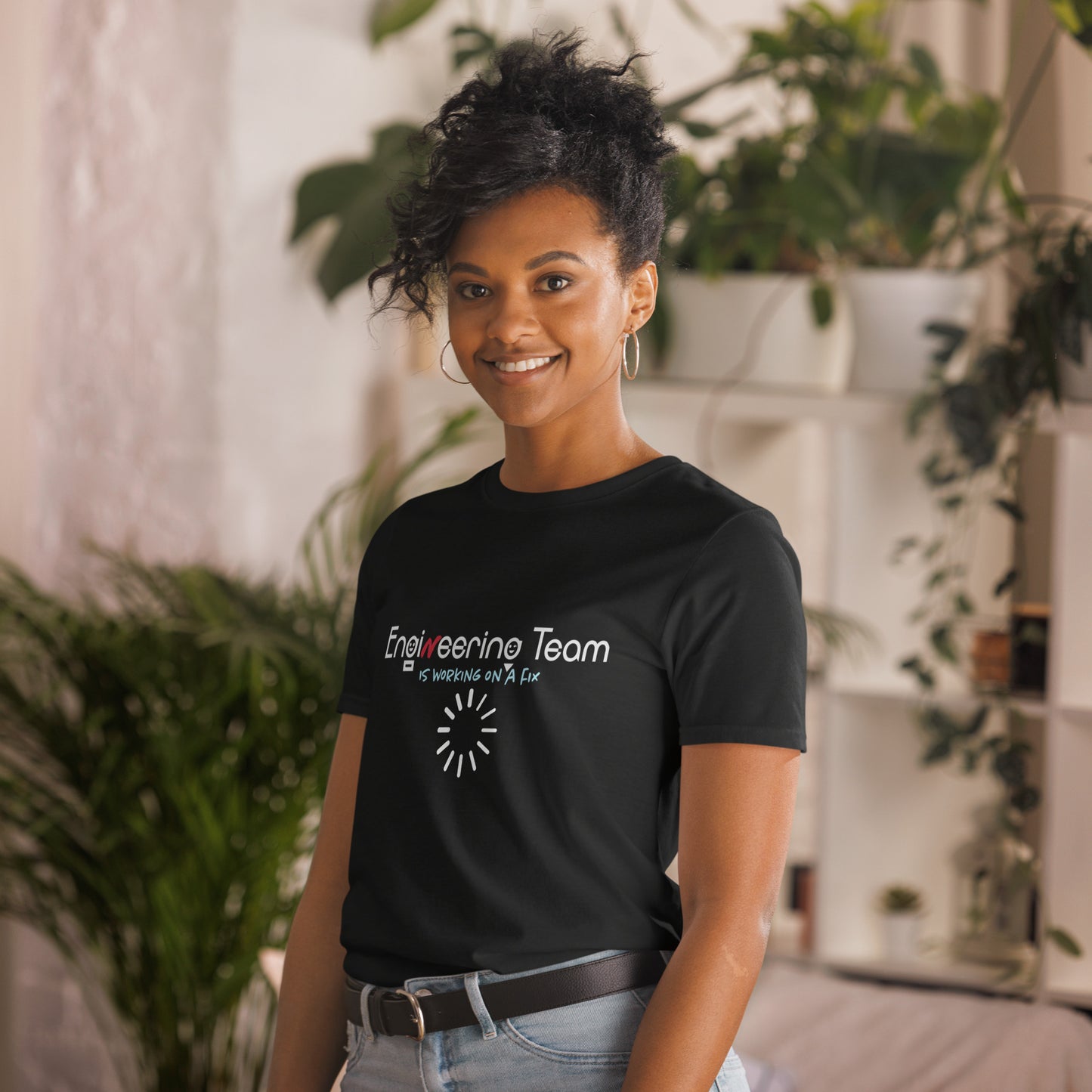 Engineering Team Working On A Fix Soft Style Short-Sleeve Unisex T-Shirt