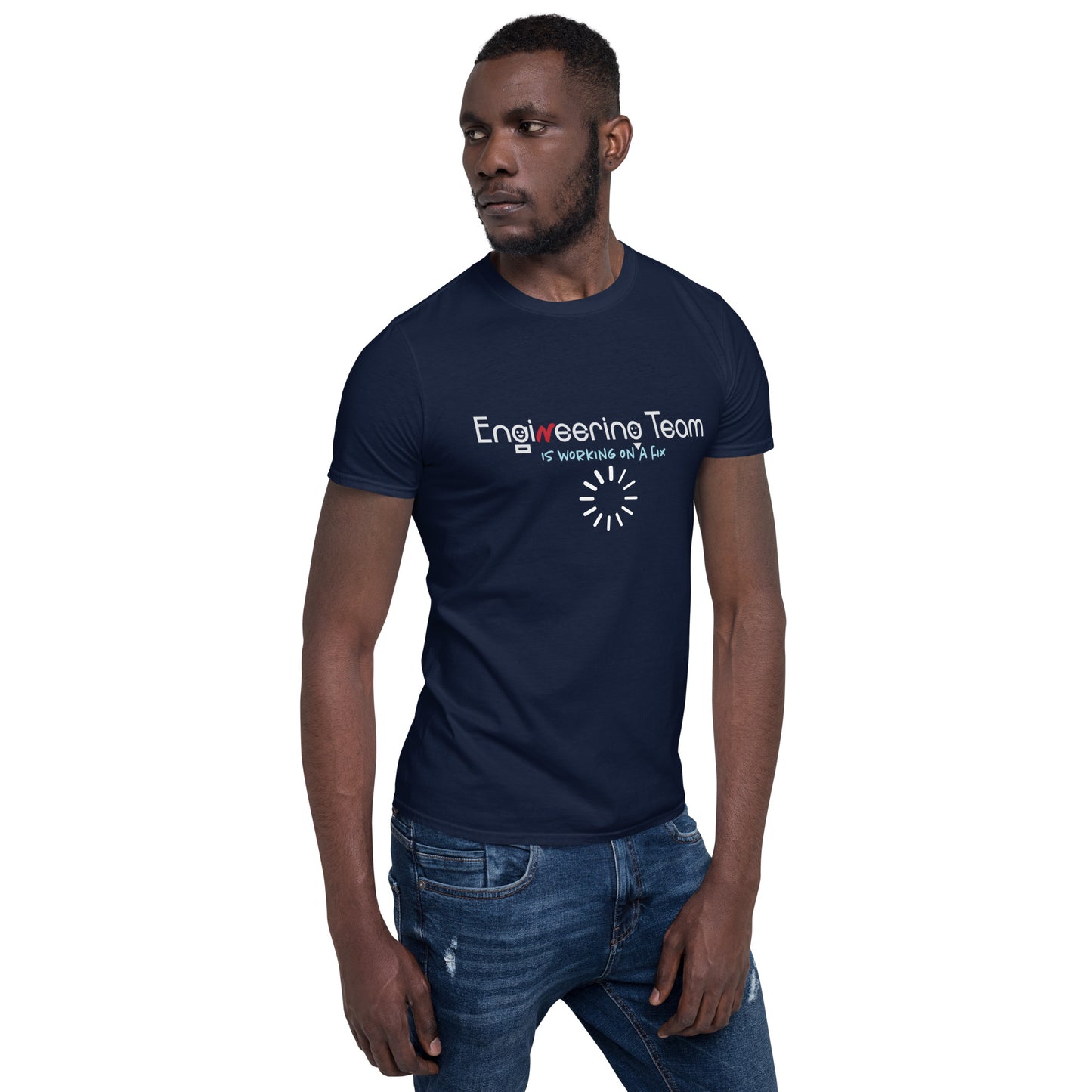 Engineering Team Working On A Fix Soft Style Short-Sleeve Unisex T-Shirt