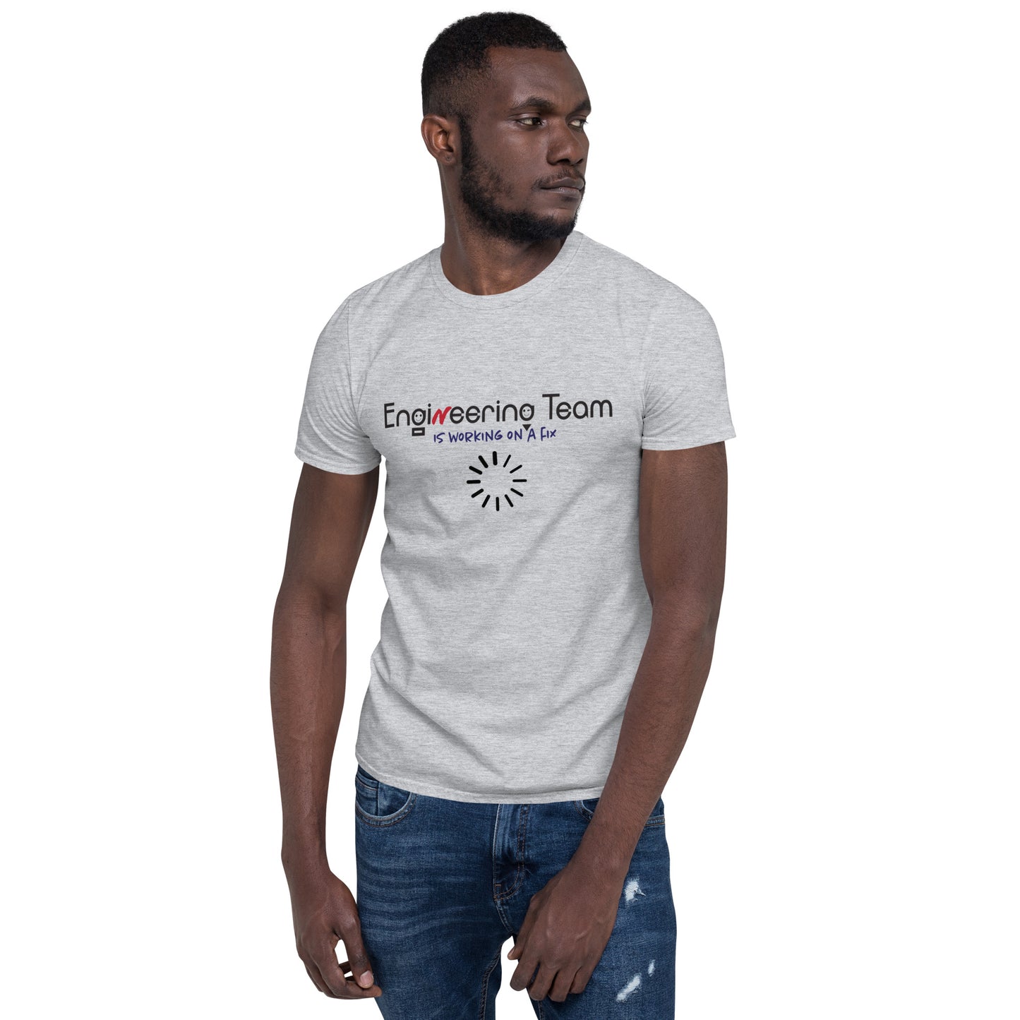 Engineering Team Working On A Fix Soft Style Short-Sleeve Unisex T-Shirt