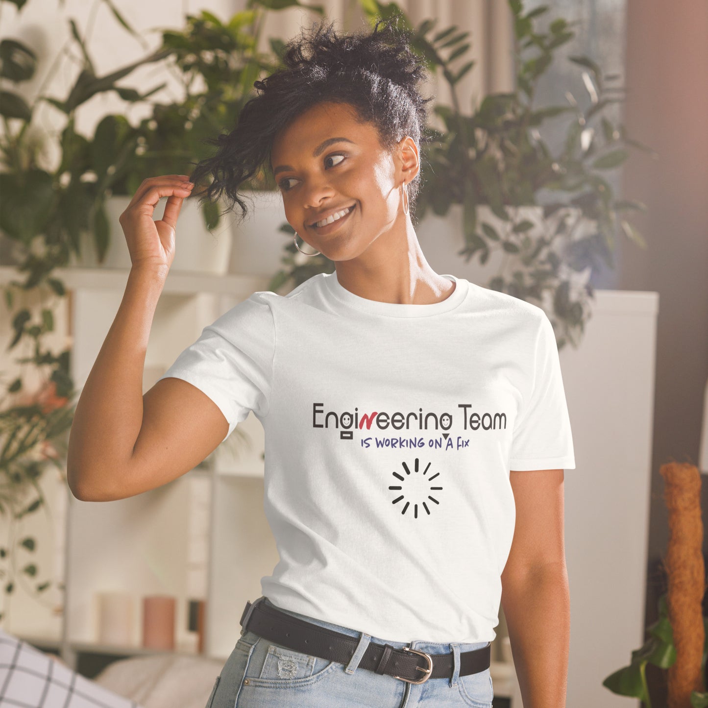 Engineering Team Working On A Fix Soft Style Short-Sleeve Unisex T-Shirt
