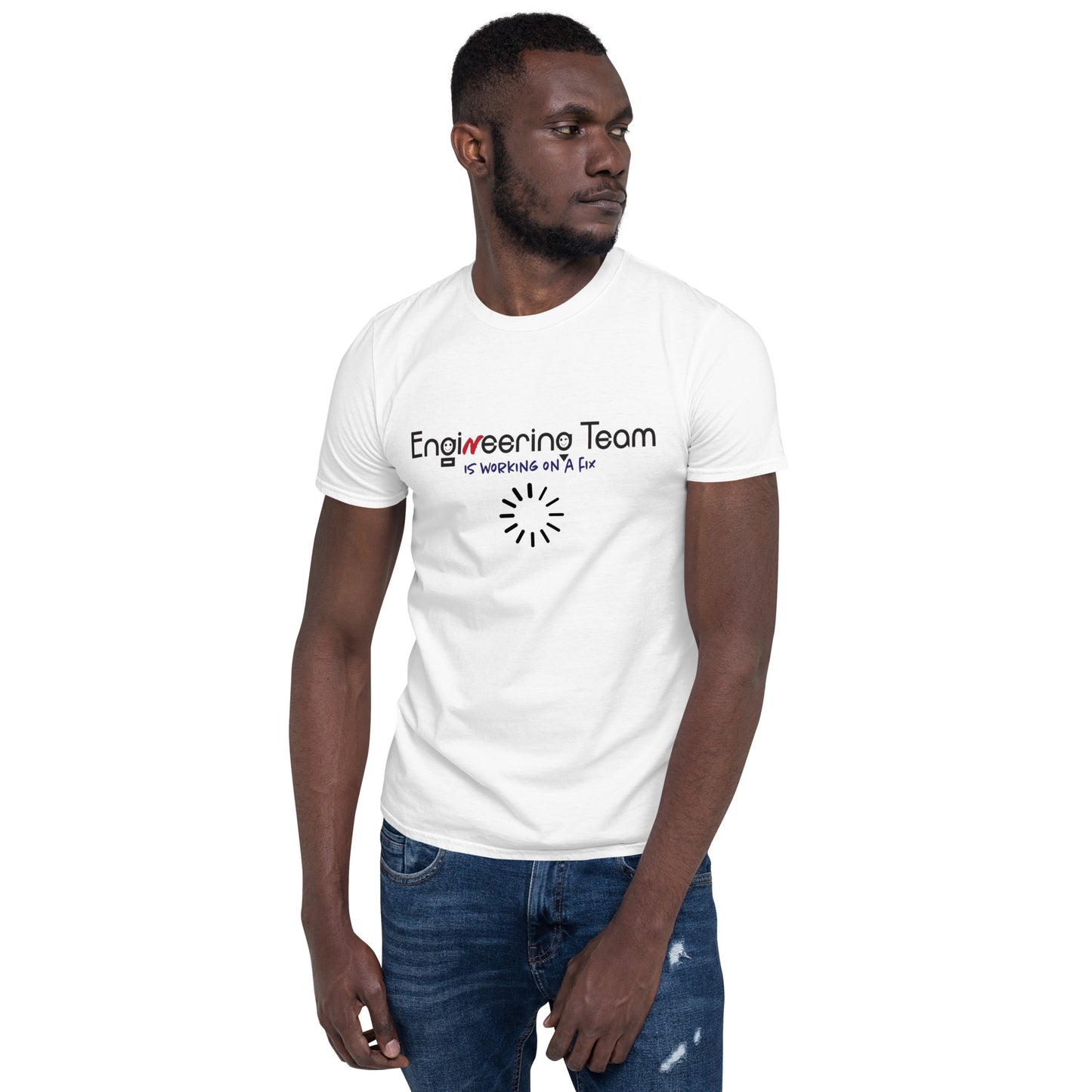 Engineering Team Working On A Fix Soft Style Short-Sleeve Unisex T-Shirt