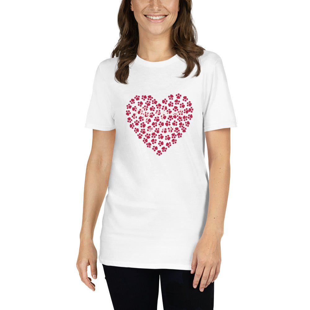 Valentine`s Day Paws Heart Unisex T-Shirt