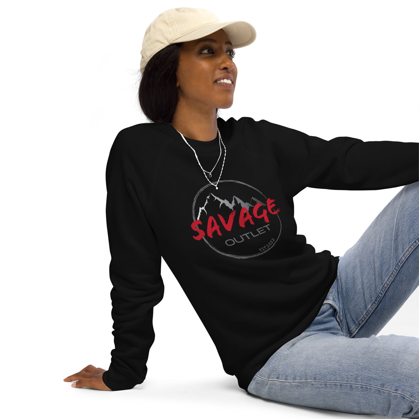 Savage Logo Unisex Organic Raglan Sweatshirt